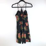 American Eagle  Mini Dress Racerback V Neck Babydoll Floral Black 2 Photo 2