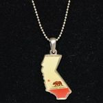 Source Unknown California Republic Enamel Inlay Silver Tone Pendant Necklace Photo 0