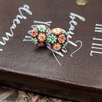 Vintage 60s Millefiori Glass Earrings Boho Stainless Steel White Photo 5