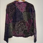Burnout Velvet Crinkly Open Cardigan Sweater Dark Goth Purple Fall Winter Large Photo 5