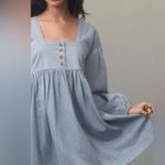 Anthropologie Long-Sleeve Square-Neck Denim Babydoll Mini Dress Size Small Photo 2