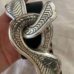 Chico's Vtg Black Smooth Leather adjustable silver metal snake buckle retro belt Photo 6