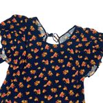 Blue Floral Flouncy Ruffled Bat Wing Sleeve Top Size M Photo 2