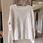 Dress Up Cable Knit Crewneck Cream Beige Pullover Sweater Womens Large Comfy Photo 7