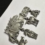 Signed JJ Noah's Ark Pewter Tone Brooch Pin Jonette Jewelry Dangling Charms Silver Photo 2