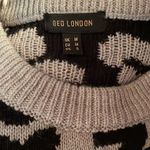 QED London Gray & Back Animal Print Long Sleeve Women’s Scoop Neck Knit Sweater Photo 6