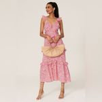 MISA Los Angeles  Morrison Floral Ruffle Midi Dress SMALL Photo 10