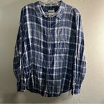 American Eagle AEO Blue Hooded‎ Cabin Flannel Button Down Shacket Photo 7