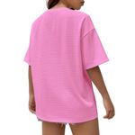 SheIn Letter Patched Drop Shoulder T-Shirt in Hot Pink, Size S Photo 1