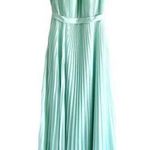 Azazie  Bridesmaid Dress Maxi Pleated Sleeveless Mock Neck Bow Mint A4 Photo 0