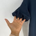 Massimo Dutti  Mini Shift Dress Womens Small Blue Puff Sleeve Back Tie & Zip Photo 3