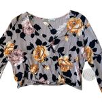 Gypsies & Moondust women's size XL mauve floral long sleeve v-neck crop top Photo 7