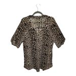 Siren Lily  Brown Tan Leopard Animal Print Ruffle Blouse Baddie Indie Flowy 2X Photo 2