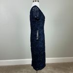 JS Collections  Lace Short Sleeve Midi Sheath Cocktail Dress Navy Blue Size 6 Photo 2