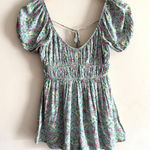 Altar'd State  HAISLEY DOUBLE LAYERED ROMPER DRESS GREEN FLORAL WOMENS S SMALL‎ Photo 0