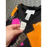 Joseph Ribkoff  Black Orange‎ Pink Geometric Sleeveless V-Neck Jersey Swing Dress Photo 4
