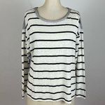 Alice + Olivia Stripe Linen Blend Long Sleeve Top Photo 0