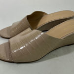 Ann Taylor  Causal Chic Women Croc Embossed Wedge Mules Slides Shoes Beige Size 9 Photo 0