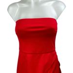 Lulus  Red Strapless Sleeveless Bandeau Drape Tube Slit Sheath Maxi Dress Size S Photo 2