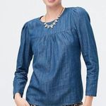 J.Crew  Factory Chambray Puff-Sleeve Top in Cotton-Tencel Blue Size XS EUC A875 Photo 0
