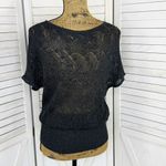 Cache Crochet Sheer Knit Topper Sweater Dark Grey Medium Dolman Cap Sleeve Photo 3