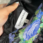 Revolve WeWoreWhat Cottagecore Black Blue Floral Satin Lace Midi Slip Dress Photo 4