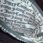 Juicy Couture Script Print Crossbody Bag w Bow and Wallet Set Black White EUC Photo 3