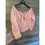 Free People  top sz XS Stripped Boho cottagecore long sleeves off shoulder Photo 6