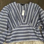 Banana Republic  blue and white cropped blouse Photo 1