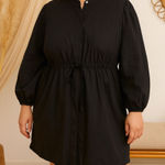 Banana Republic Button Down Waist Tie Long Sleeve Cami Dress in Black Photo 0