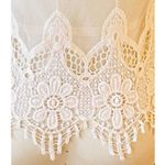 Heart soul Boho Cream Lace & Fringe Sheer Short Sleeve Bohemian Top ~ SMALL Photo 3