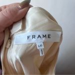 frame denim Frame Vanilla Off White Jacquard Stripe Keyhole Silk Long Sleeve Blouse L Photo 3