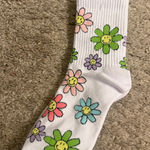 American Eagle  Outfitters White AE Flower Smiley® Colorful Daisy ‘90s Crew Socks Photo 0