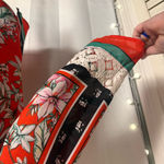 Fig & Flower Floral Lace Yoke Tie Front Boho Blouse Size L Orange Size L Photo 2