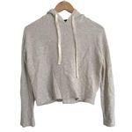 Monrow New Light Gray and Ivory Ribbed Hooded Women's Sweater Casual Size M Size M Photo 0