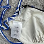 We Wore What NWT  Ruched underwire top coastal blue offwhite micro stripe Photo 5