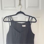 Lou & grey  Medium Linen Black‎ Romper With Zipper Pockets Waist Drawstring Photo 3