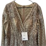 Mac Duggal New! - Embellished Illusion Long Sleeve Taupe A-line Gown Photo 6