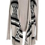 American Eagle Wool Blend Open Waterfall Fringe Cardigan Aztec Tan Black Medium Photo 0