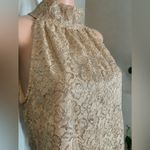 J.Crew  Lace Metallic Beige Shimmer Halter Top Photo 3