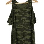 Sanctuary  Heritage Green Camo Cold Shoulder Short Sleeve T-Shirt M Photo 1
