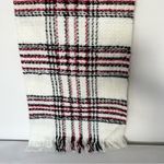 Chico's Scarf Red Cream Black Plaid Acrylic Metallic Oblong Comfy Soft Photo 2