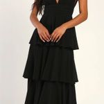 Lulus NWOT  Amazing Evening Black Tiered Maxi Dress Bridesmaid Wedding Prom Sz XL Photo 0
