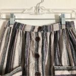 Gorman Woven Knit Textured Stripes Button Front Pockets Skirt Blue Size 0 Photo 3