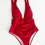[Yolipuli] Red One Piece Convertible Swimsuit Bow Straps V Photo 2