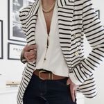 Joie  Anthropologie Nautical Stripped Blazer Jacket Navy and Cream Gold Buttons Photo 0