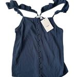 ICHI Navy Blue Button Down Flutter Blouse XL NWT Photo 0