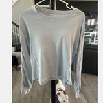 Hollister Light Blue Long Sleeve Tee Top Crochet Lace Details Sz XS Photo 0
