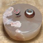 Chamilia Pink Blooming Zinnia Flower & Pink Glass Bead Charm Photo 4