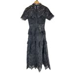 Self Portrait SELF-PORTRAIT Black Abstract Triangle Lace Midi Dress Size US 2 Photo 3